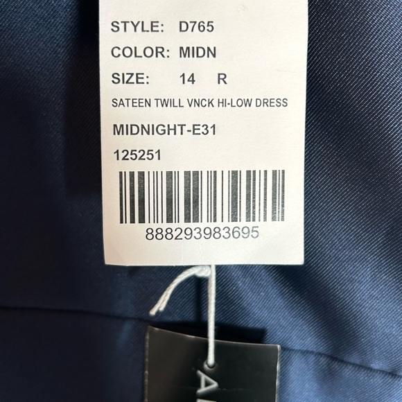 ALFRED SUNG V-neck Satin Twill High Low Dress in Midnight Navy - Picture 7 of 10